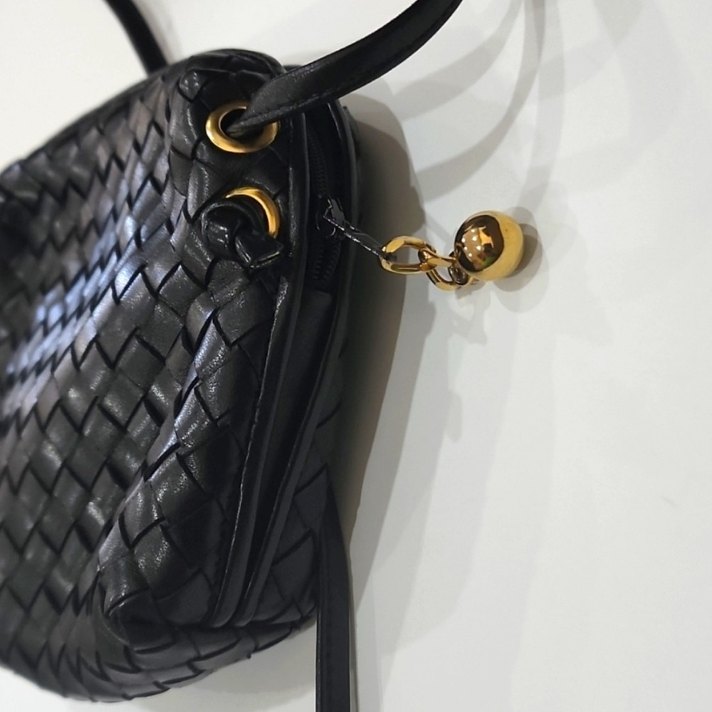 Black Woven leather intrecciato Mini Bag